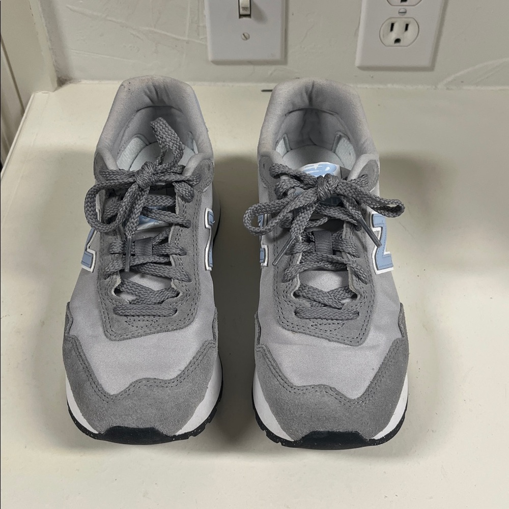 New Balance Gray and Blue Platform Sneakers